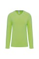 Heren T-shirt lange mouw V Hals Kariban K358 LIME